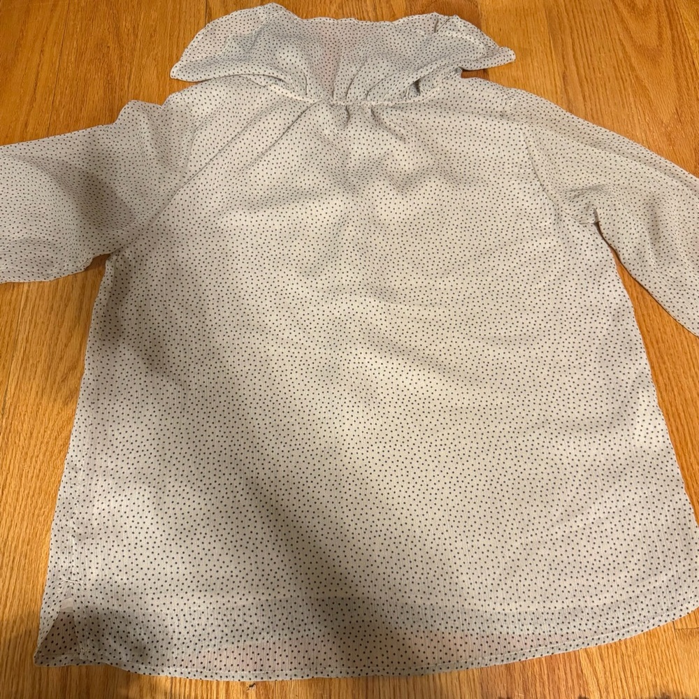 💜LOFT Cream Blouse with Black Polka Dots